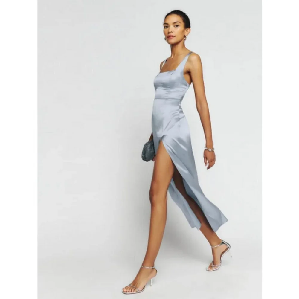 💕REFORMATION💕 Solay Silk Dress ~ Mineral 6 NWT